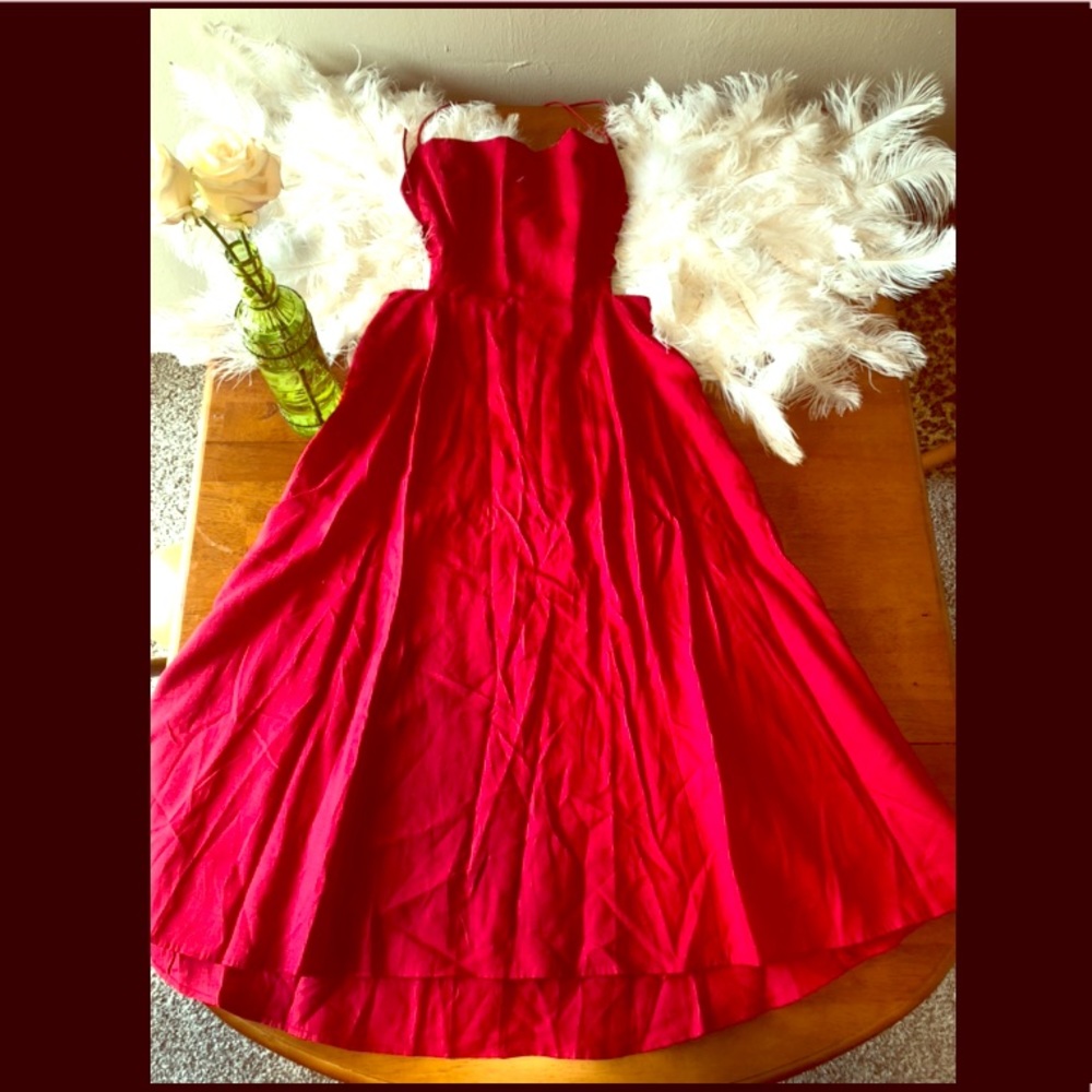 Reformation Red Lace-up Dress